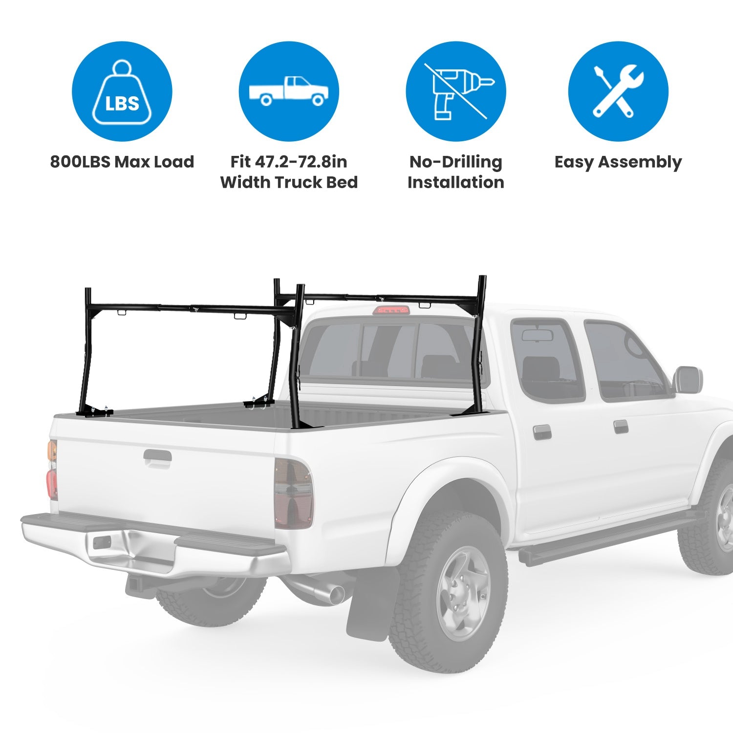 Extendable Truck Ladder Rack – Adjustable Steel Utility Rack for Pick-Up Trucks with 800LBS Capacity