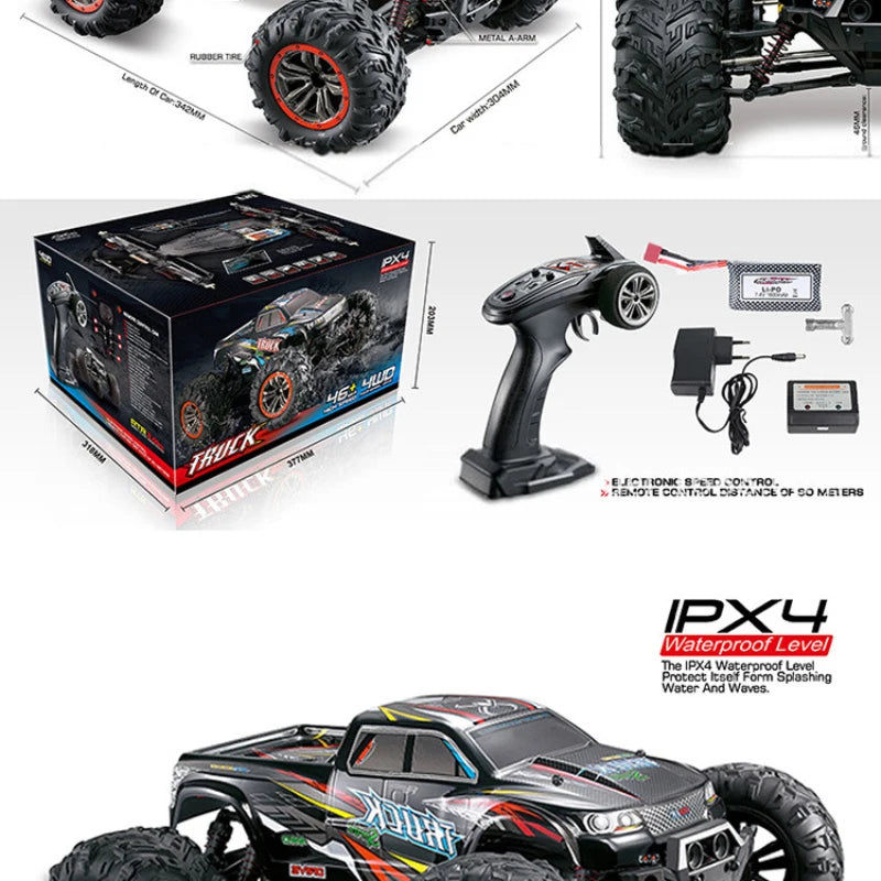 High Speed 50km/h 4WD 2.4Ghz Remote Control RC Car 9125 2.4G 1:10 4WD Double Motor Radio Controlled Off-road Racing Car Model