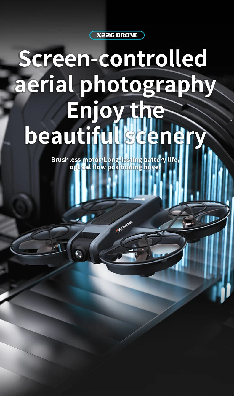 NEW X226 Drone VR Remote Control Brushless Dual Image Transmission HD Aerial Optical Flow Hover Obastacle Avoidance UAV Boys Toy