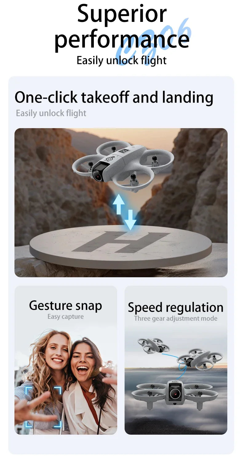 CZ06 Mini RC Quadcopter Drone - 480P HD Dual Camera, Obstacle Avoidance, Optical Flow, Cool Lights - Perfect Toy Gift for Kids