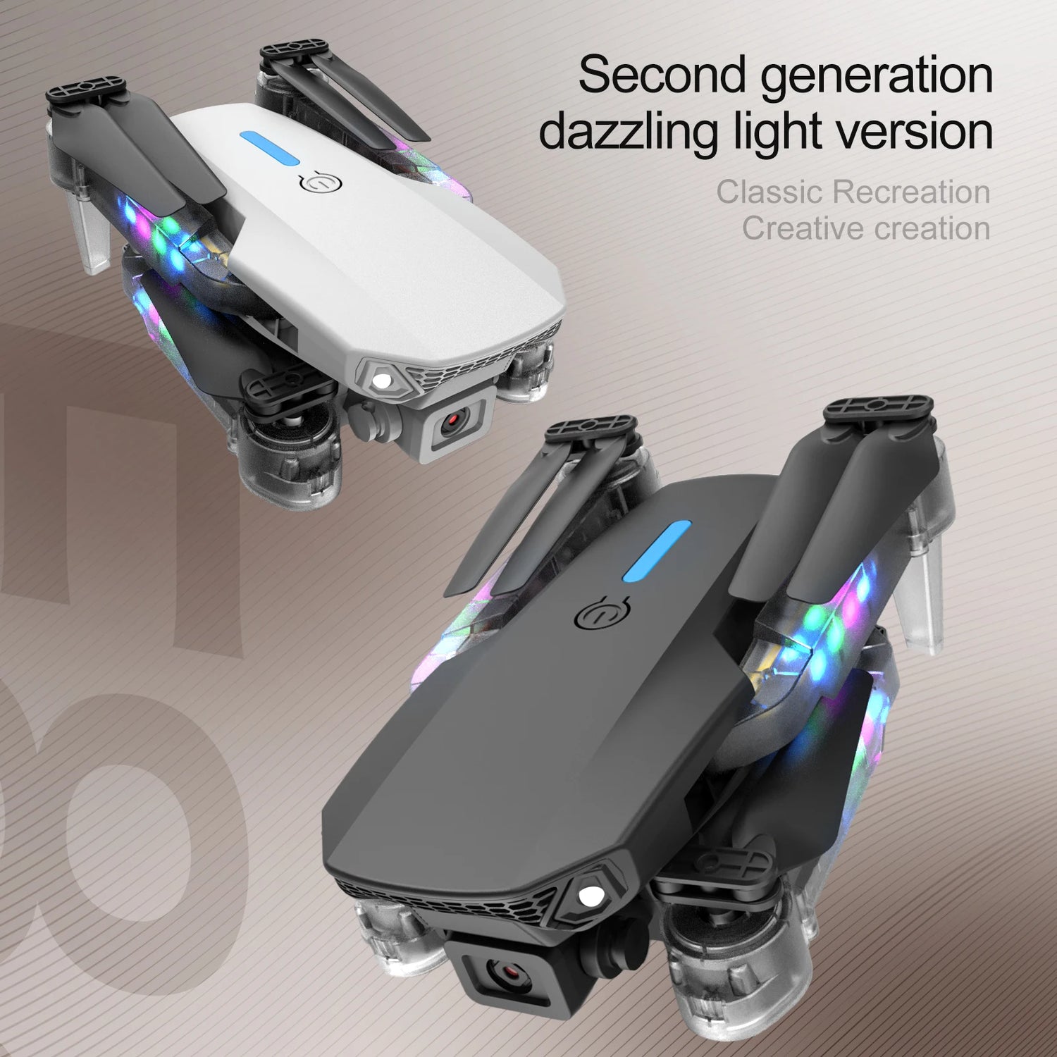 Dron profesional de control remoto, cuadricóptero E88D E99D con luz colorida, 4K, cámara HD gran angular de 1080P, WIFI, FPV, al