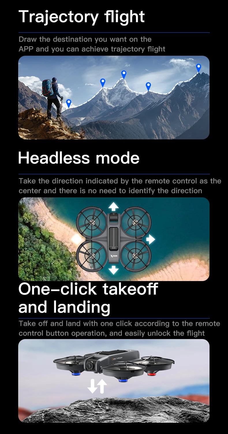 NEW X226 Drone VR Remote Control Brushless Dual Image Transmission HD Aerial Optical Flow Hover Obastacle Avoidance UAV Boys Toy