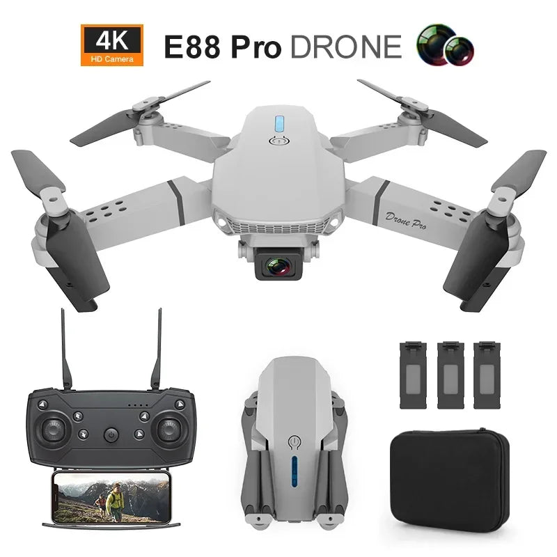 Drone E88 Pro Drone Aerial Photography High Definition 4k Dual Camera Quad Axis Remote Control Aircraft Children's Toys