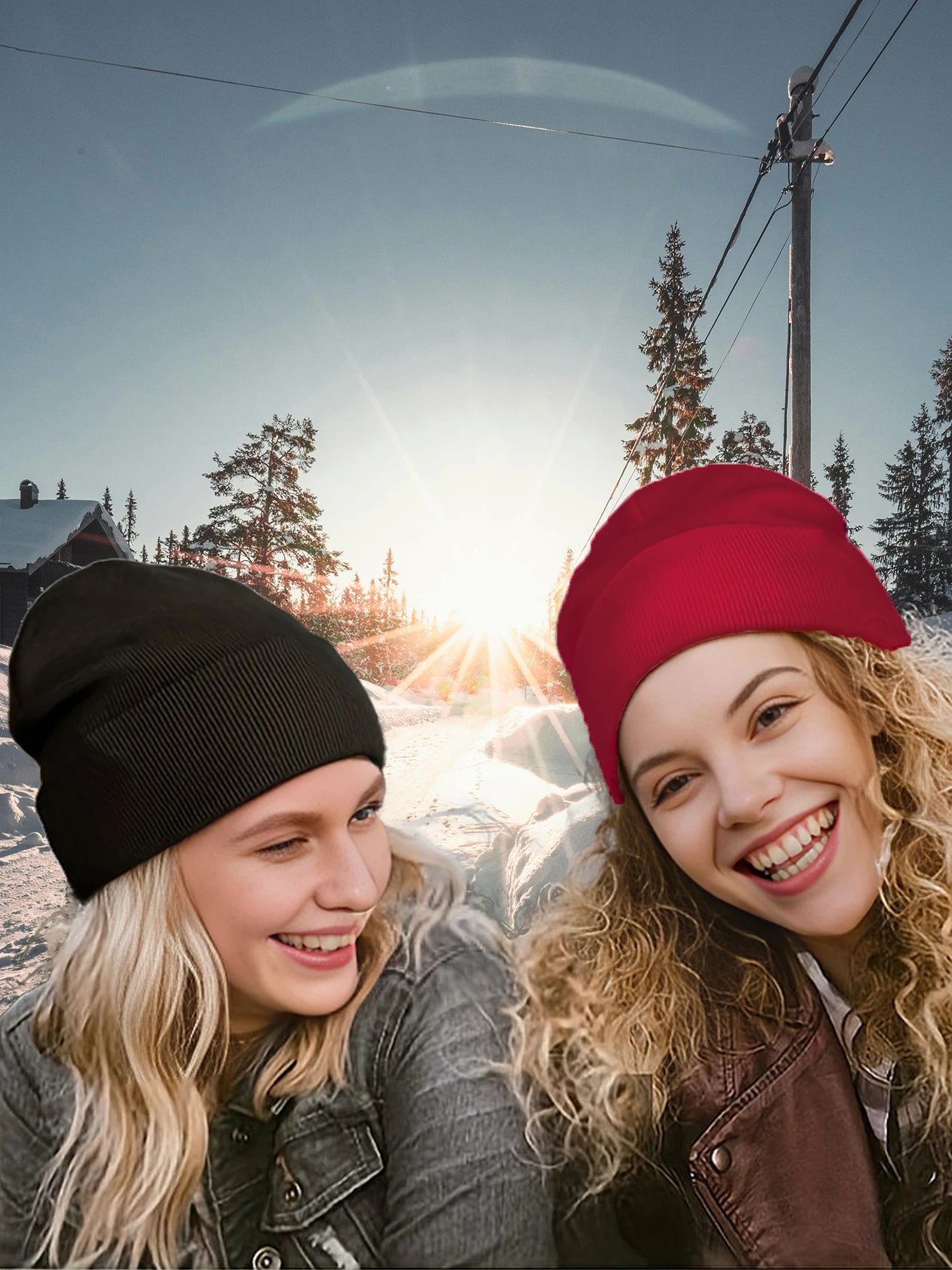 2Pcs Unisex Satin Lined Knit Beanie Hat Acrylic Winter Hats for Women Silk Lining Soft Slouchy Warm Cuffed SKullies Cap Men