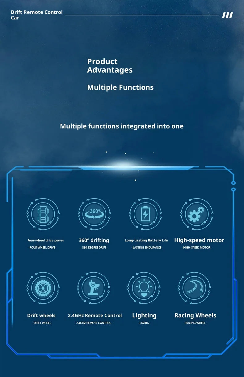 High-Speed RC Car: Remote-Controlled Drifting Vehicle with Four-Wheel Drive, Fast-Diving Electric Toy Car Model,Ideal for Racing