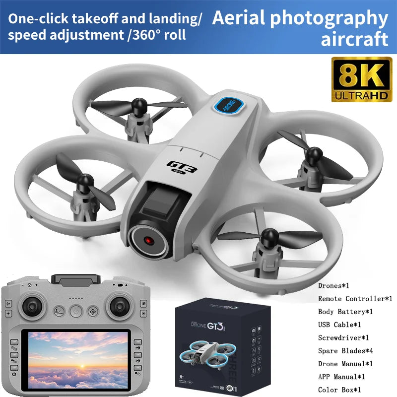 NEW Drones GT3 GPS 8K Professional HD 180° Dual Cameras 5G WIFI Brushless Motors Obstacle Avoidance FPV Foldable Quadcopter Toys