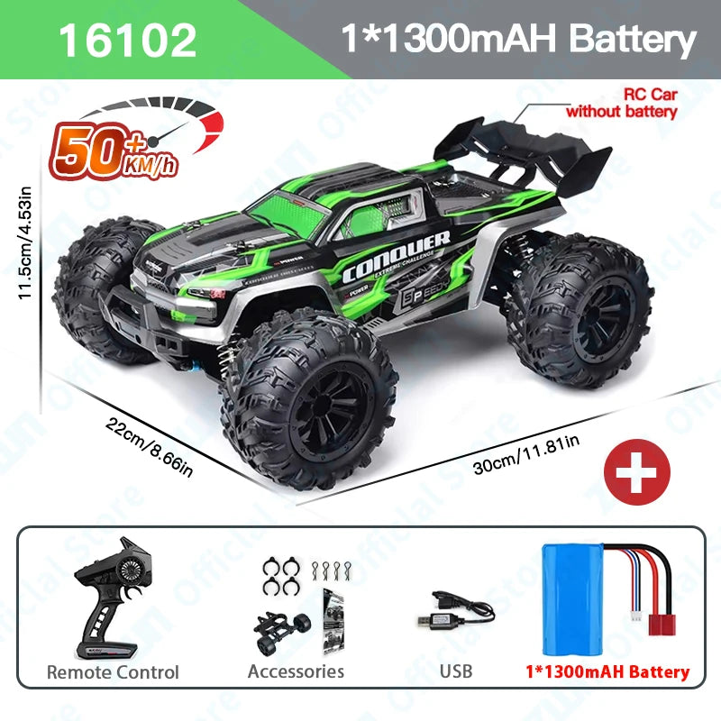 50KM/H RC Car With LED Lights 2.4G Radio Remote Control Cars Buggy Off-Road Control Trucks Boys Toy for Children VS WLtoy 144001