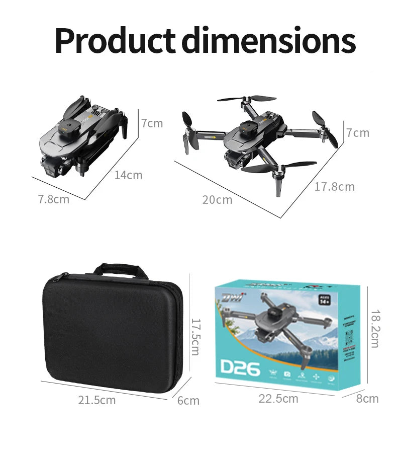 DWI D26 Rc drone  three-camera professional photography height-fixing obstacle avoidance brushless helicopter foldable quadcopte