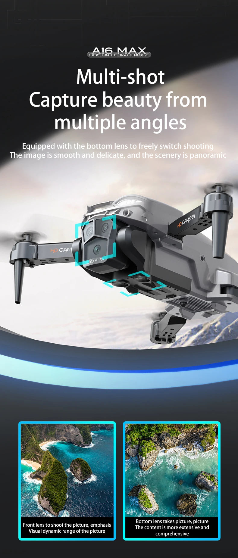 New A16 MAX 4K Drone With Camera 360° Obstacle Avoidance Drone GPS Smart Flying Drone Brushless motor tracking HD shooting drone
