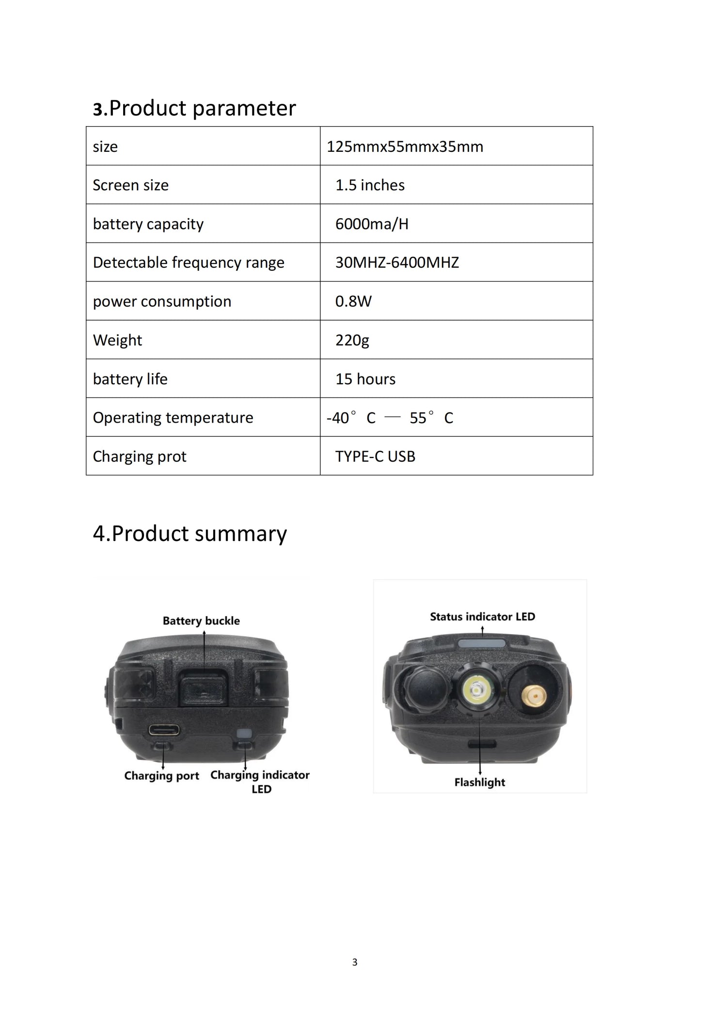 Drone Detector Anti Drone Detection 3 Language 30MHz-6.4GHz Ultra Wide Range Built-in 6000mah Battery for UAV Accurate Detection