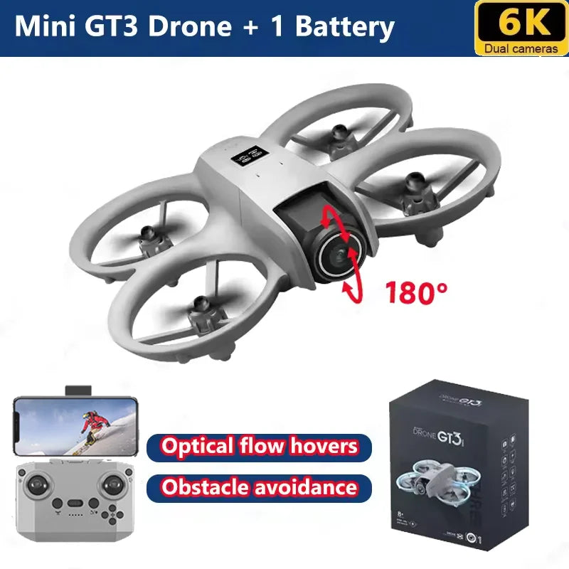 NEW Drones GT3 GPS 8K Professional HD 180° Dual Cameras 5G WIFI Brushless Motors Obstacle Avoidance FPV Foldable Quadcopter Toys