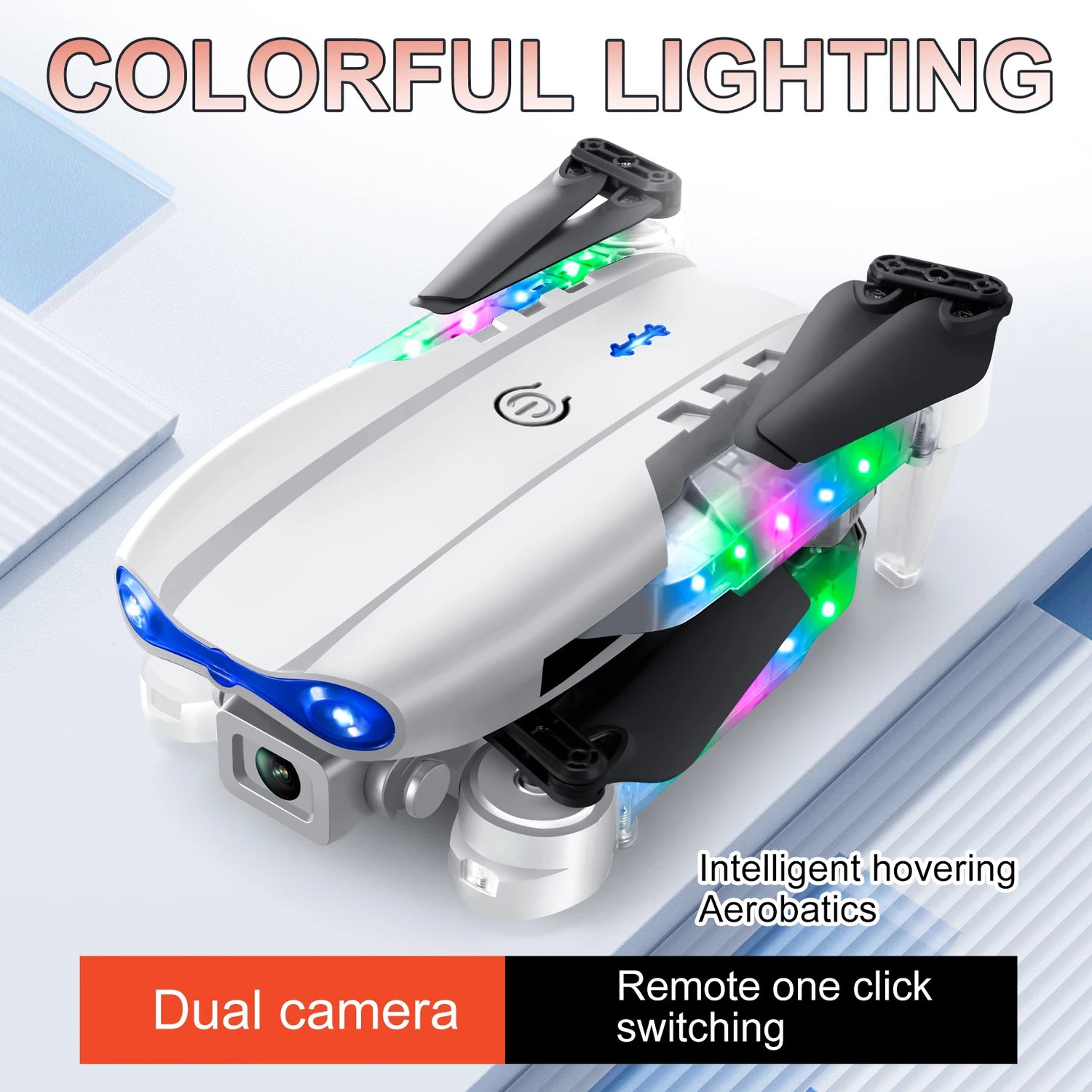 Dron profesional de control remoto, cuadricóptero E88D E99D con luz colorida, 4K, cámara HD gran angular de 1080P, WIFI, FPV, al