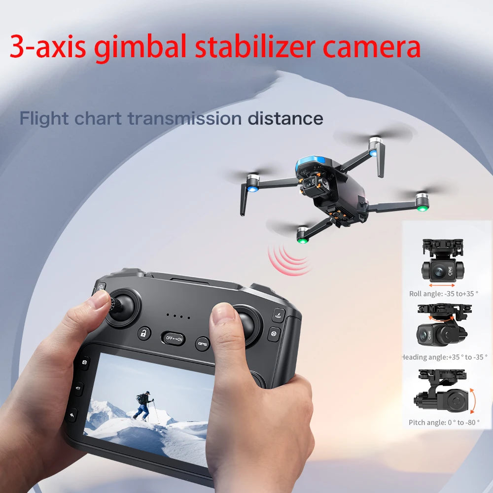 Drone Professional 3-axis Gimbal Stabilizer Camera with 5G WiFi GPS And 8K RC Equipped Screen Shared Multiple Displays on MP