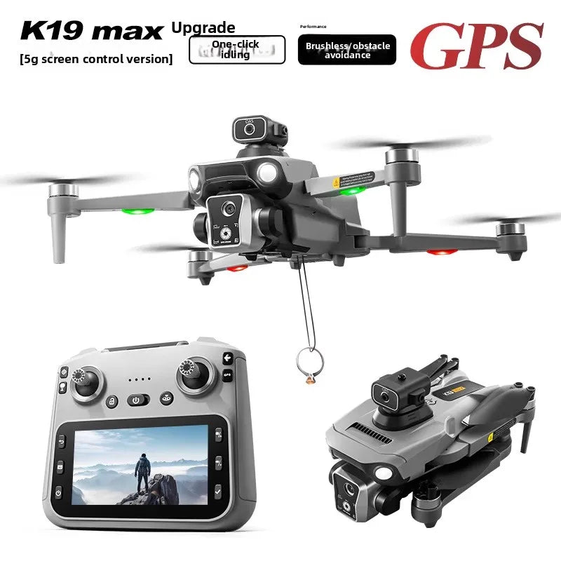 The 2025 new model K19 drone is equipped with a built-in screen GPS for professional drone high-definition aerial photography