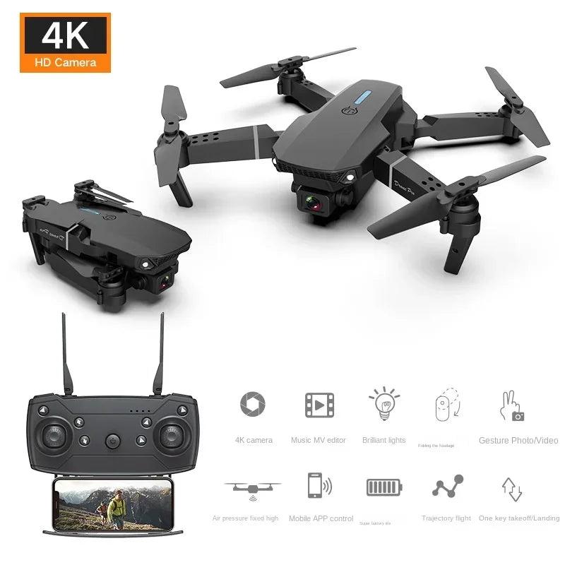 Drone E88 Pro Drone Aerial Photography High Definition 4k Dual Camera Quad Axis Remote Control Aircraft Children's Toys