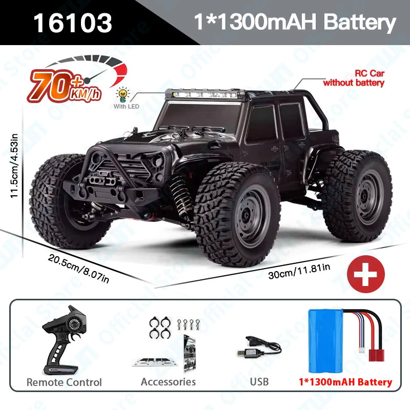 50KM/H RC Car With LED Lights 2.4G Radio Remote Control Cars Buggy Off-Road Control Trucks Boys Toy for Children VS WLtoy 144001