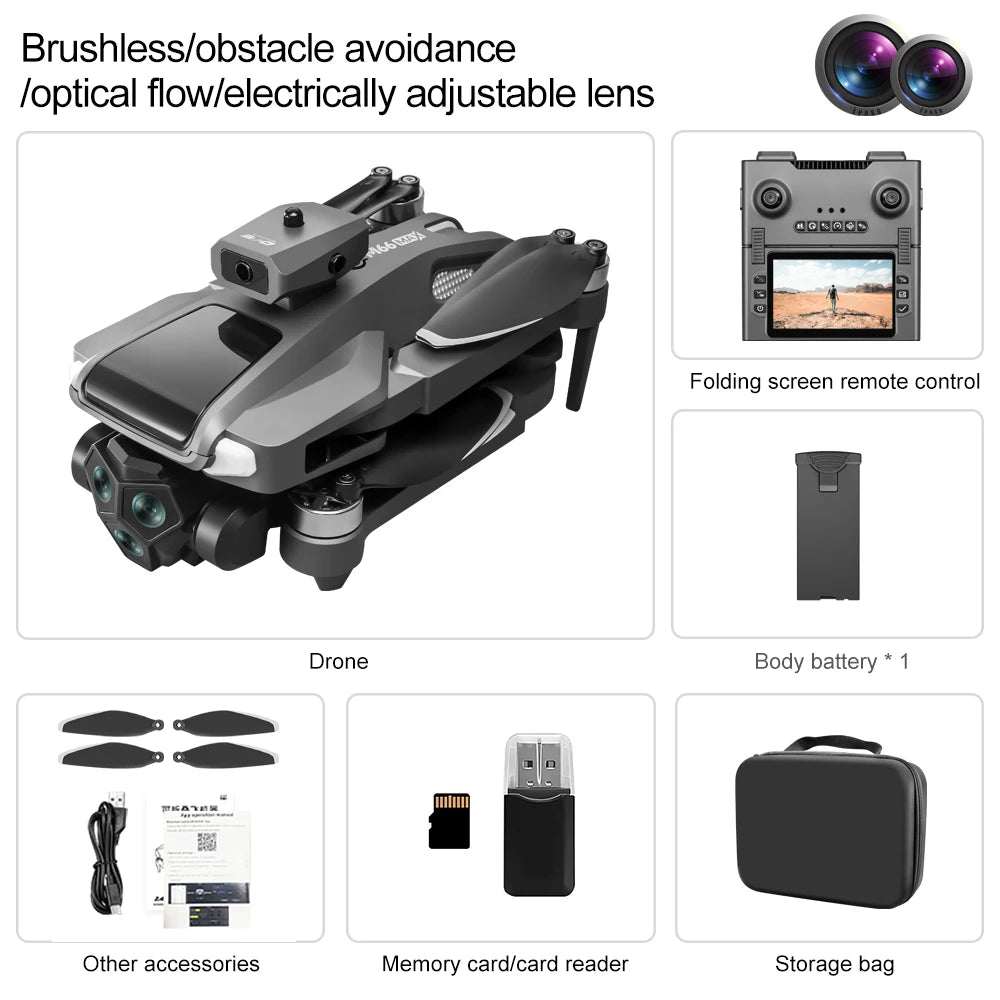 2025 New Drone with Flodable Screen Control Dual ESC 4K HD Camera 30mins Flight 5G Wifi GPS Return Optical Flow Brushless RC Toy