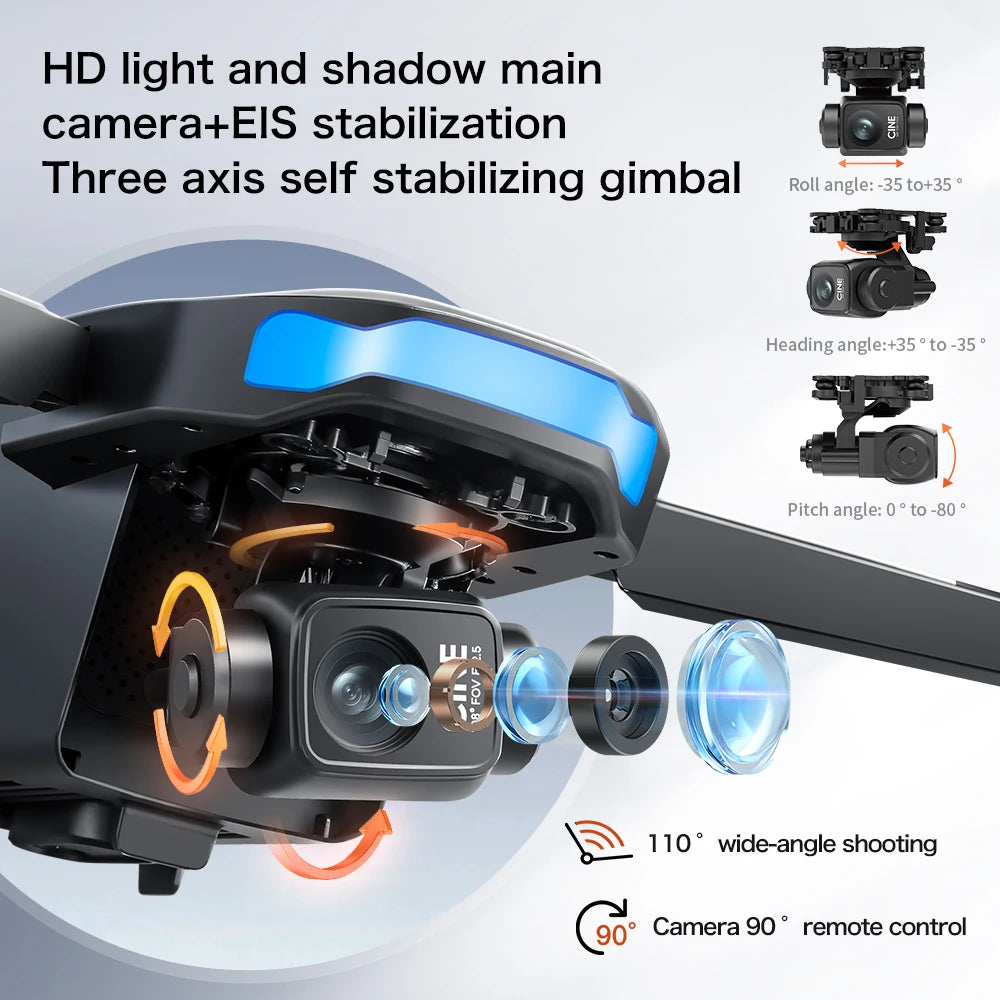 Drone Professional 3-axis Gimbal Stabilizer Camera with 5G WiFi GPS And 8K RC Equipped Screen Shared Multiple Displays on MP