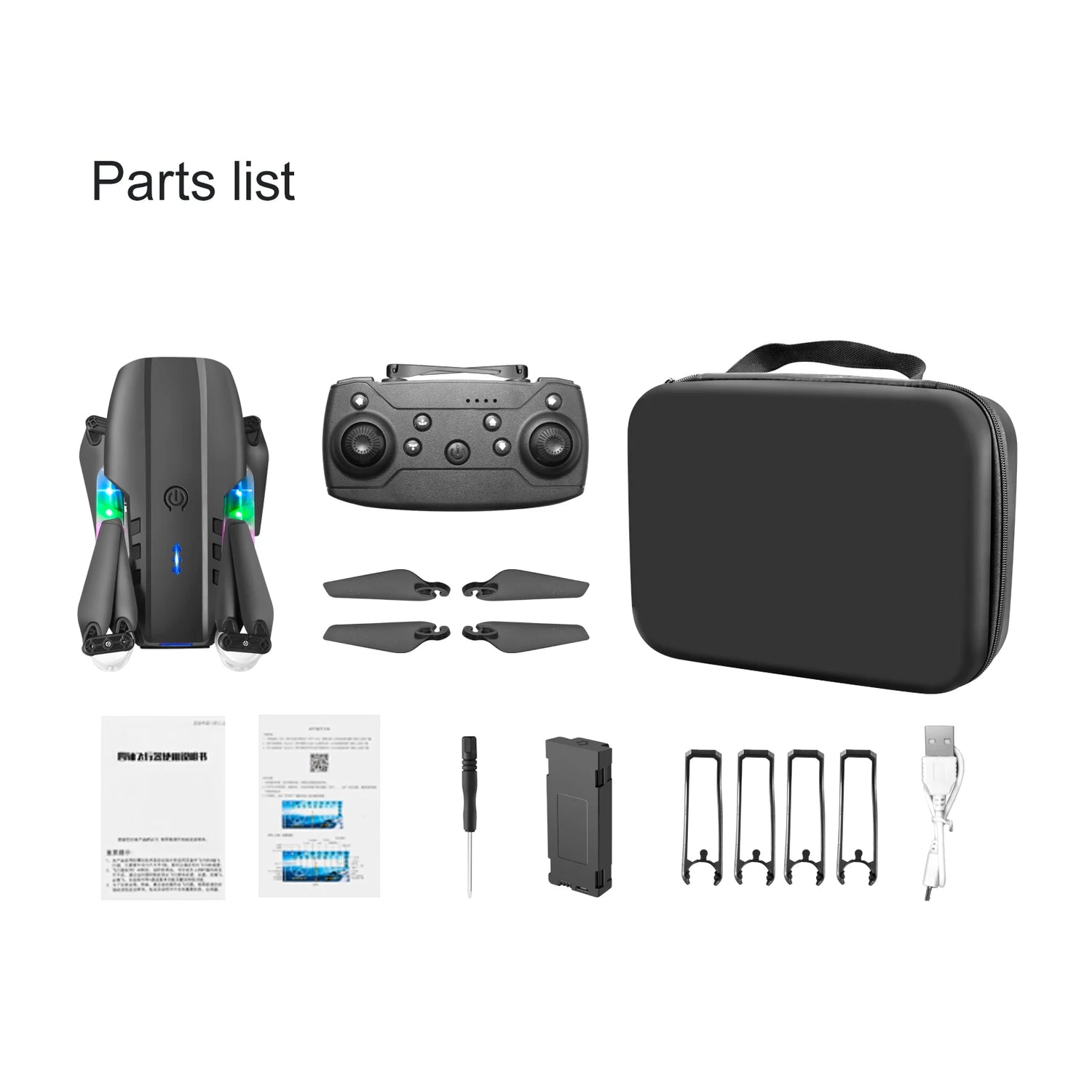 Dron profesional de control remoto, cuadricóptero E88D E99D con luz colorida, 4K, cámara HD gran angular de 1080P, WIFI, FPV, al