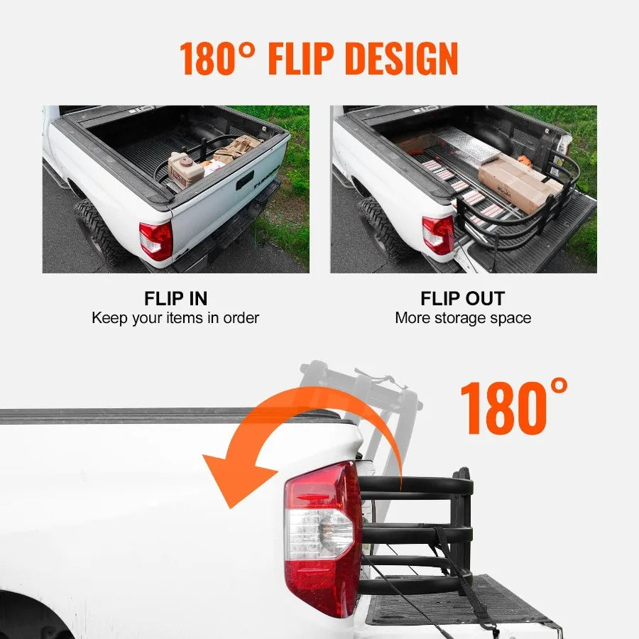 Truck Bed Extender Aluminum Retractable Tailgate Extender 51.664 Adjustable Length Fits for Ridgeline Tacoma Gladiator Colorad