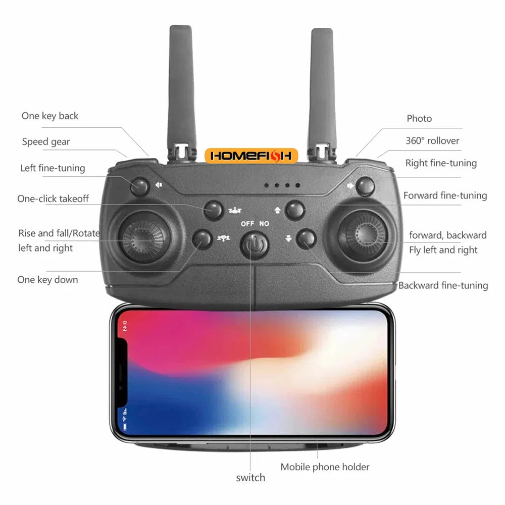 Professional Drone E88 Standard-Angle SD Camer WiFi fpv height Hold Foldable RC quadrotor helicopter Camera-free children's toys