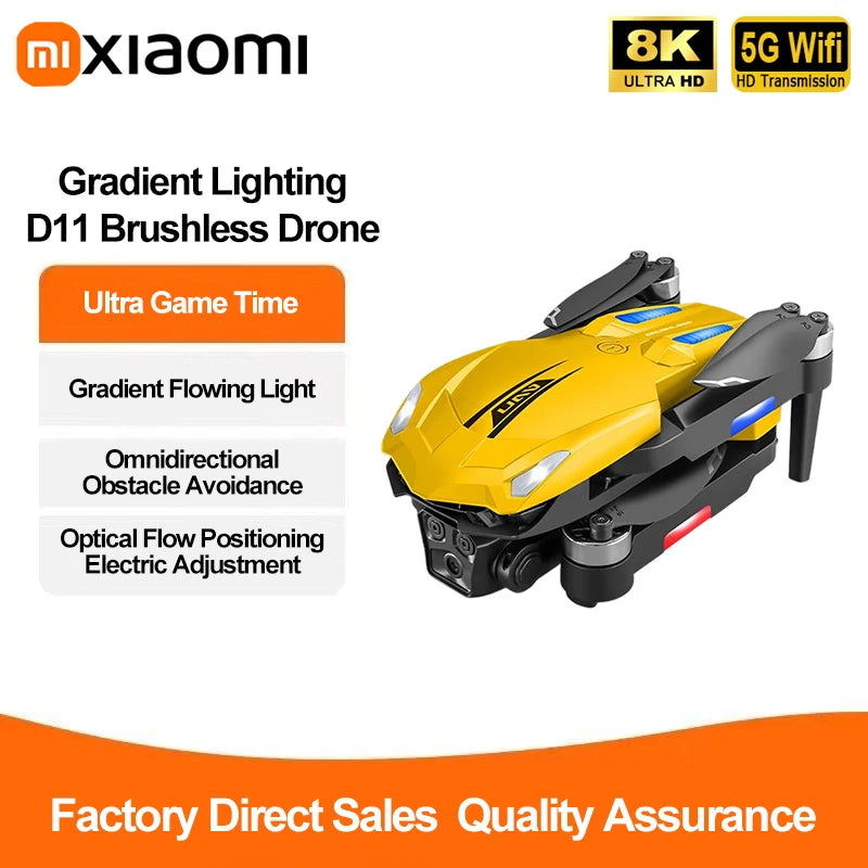Xiaomi D11 Drone 8K Aerial HD Gradient Flowing Light Dual-Camera Omnidirectional Obstacle Avoidance Brushless Motor GPS UAV