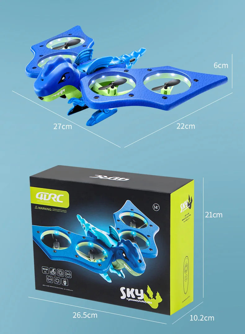 4DRC V48 Quadrotor Drone with Gravity Obstacle Avoidance Dinosaur Design Remote Control Foam Simulation Educational Toy for Kids