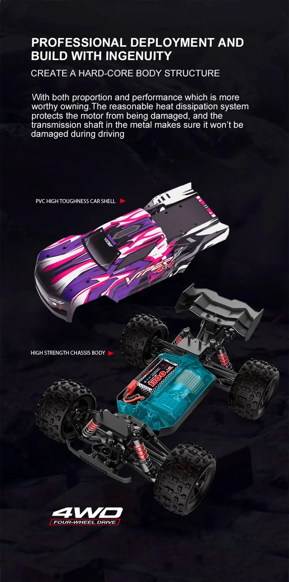 50KM/H RC Car With LED Lights 2.4G Radio Remote Control Cars Buggy Off-Road Control Trucks Boys Toy for Children VS WLtoy 144001