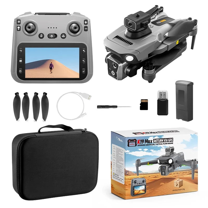 The 2025 new model K19 drone is equipped with a built-in screen GPS for professional drone high-definition aerial photography