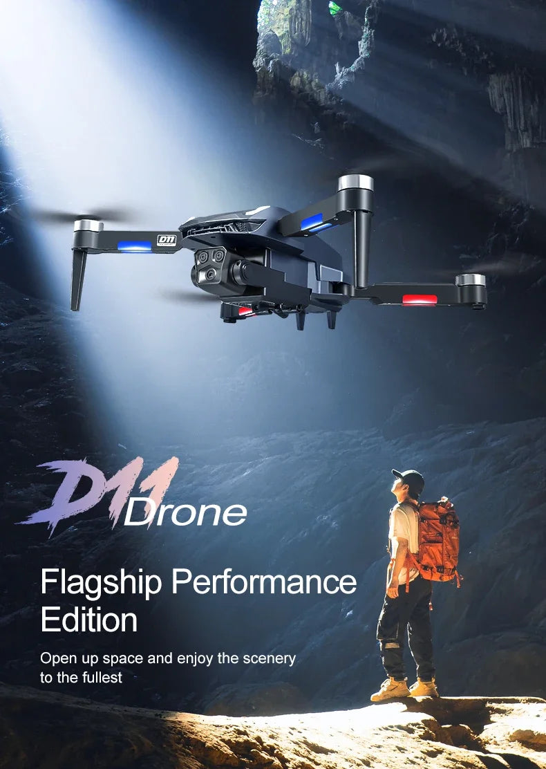 VIVO D11 Drone 8K Aerial HD Gradient Flowing Light Dual-Camera Omnidirectional Obstacle Avoidance Brushless Motor GPS UAV
