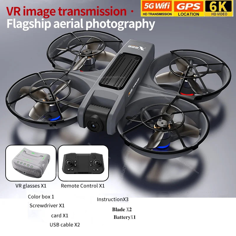 NEW X226 Drone VR Remote Control Brushless Dual Image Transmission HD Aerial Optical Flow Hover Obastacle Avoidance UAV Boys Toy