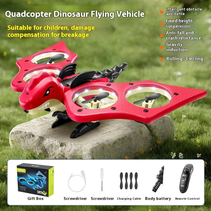 4DRC V48 Quadrotor Drone with Gravity Obstacle Avoidance Dinosaur Design Remote Control Foam Simulation Educational Toy for Kids