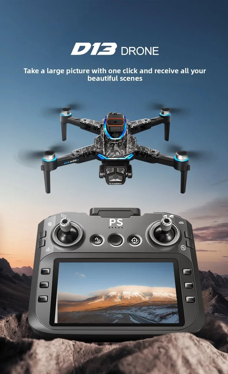 Aircraft Foreign Trade New D13 Drone with 5.6-inch Screen Control Brushless Quadcopter Obstacle Avoidance Remote-controlled