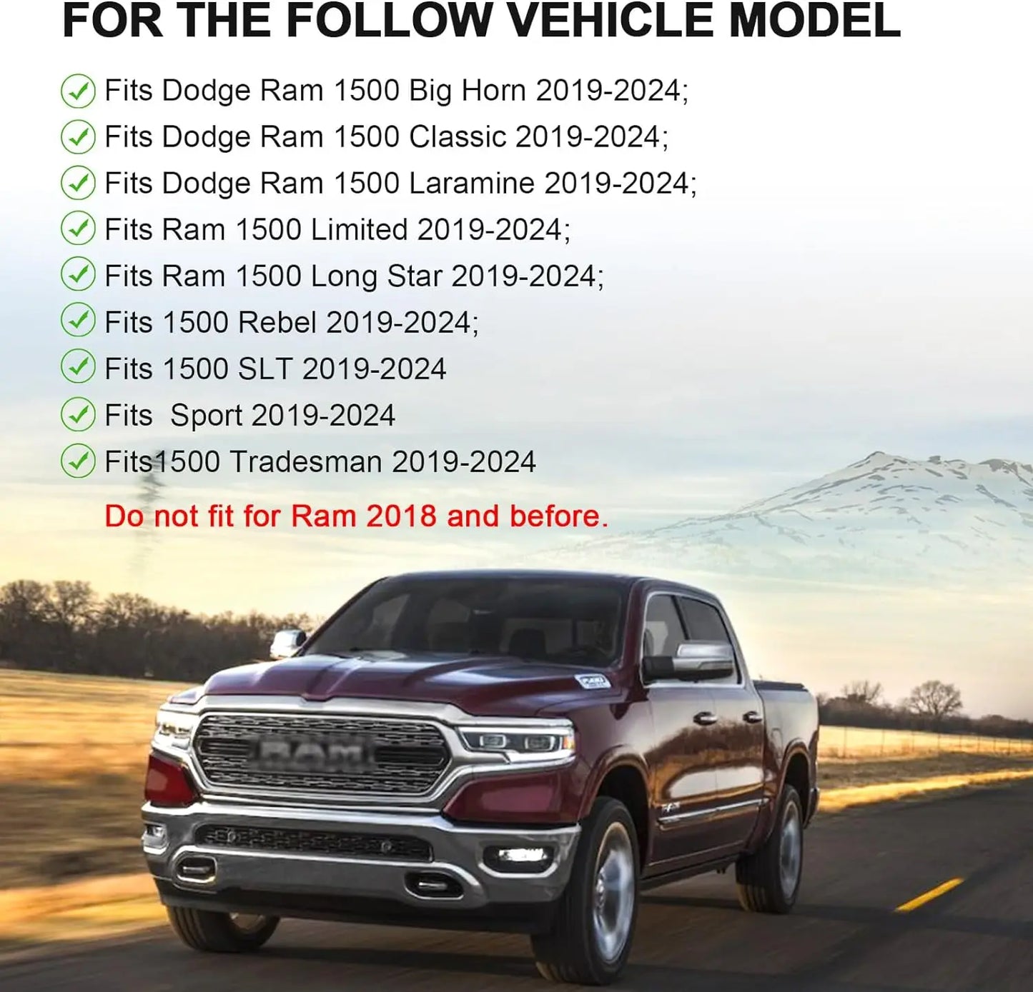 Bed Rail Stake Pocket Covers For Dodge RAM 1500 2019-2024 Truck Stake Hole Caps Plugs