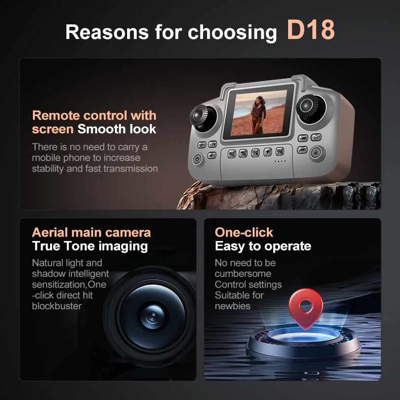 2025 New D18 Drone 8K Aerial HD Dual Camera Photography Intelligent Obstacle Avoidance Brushless Power Foldable Quadcopter Toys