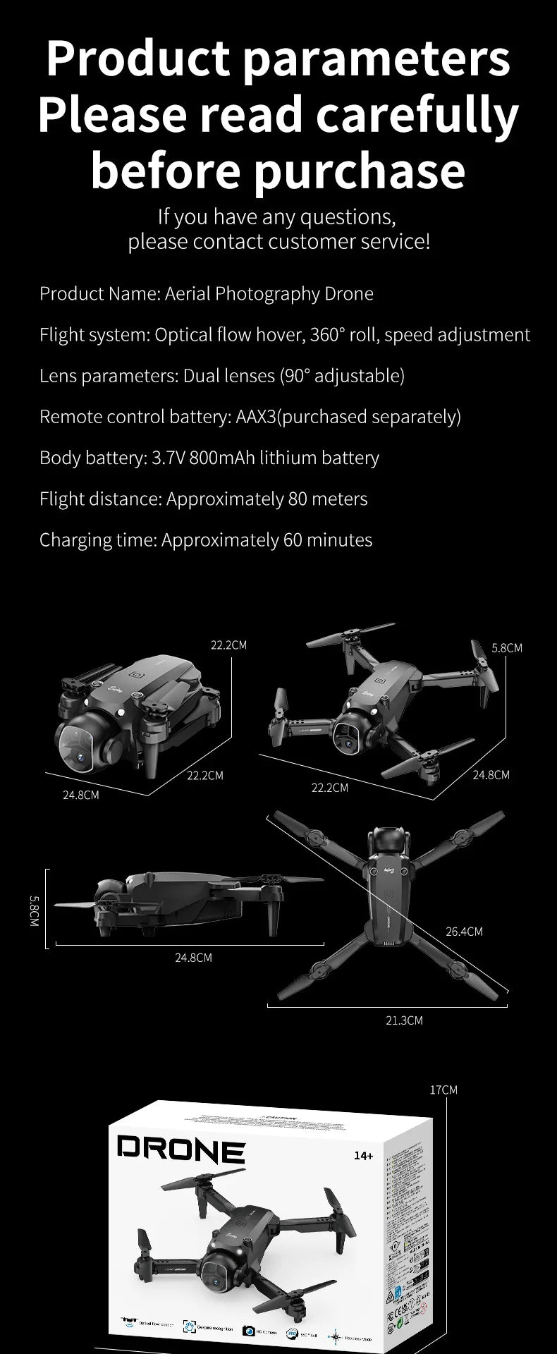 Foldable Four - Axis Drone with 360° Roll Feature - Dual Camera, Optical Flow Hover, Six - Axis Gyroscope & One - Click Landing