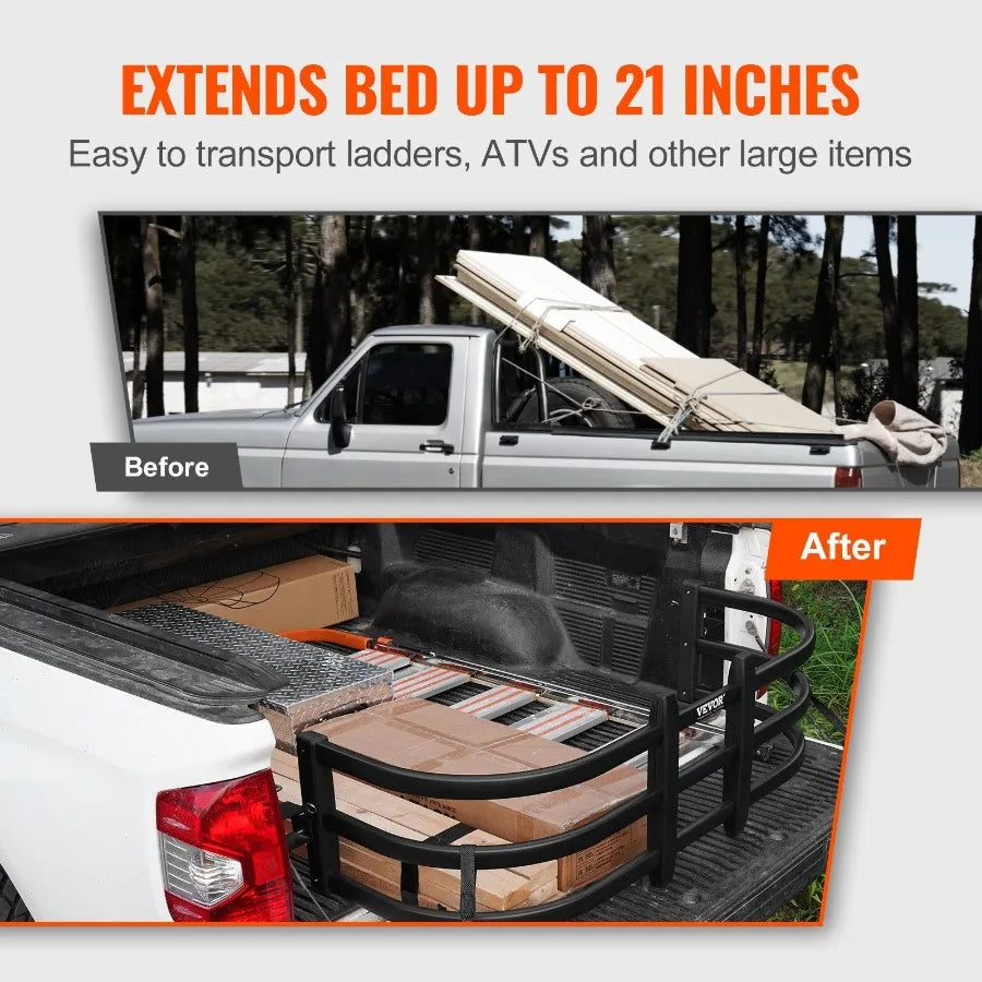 Truck Bed Extender Aluminum Retractable Tailgate Extender 51.664 Adjustable Length Fits for Ridgeline Tacoma Gladiator Colorad