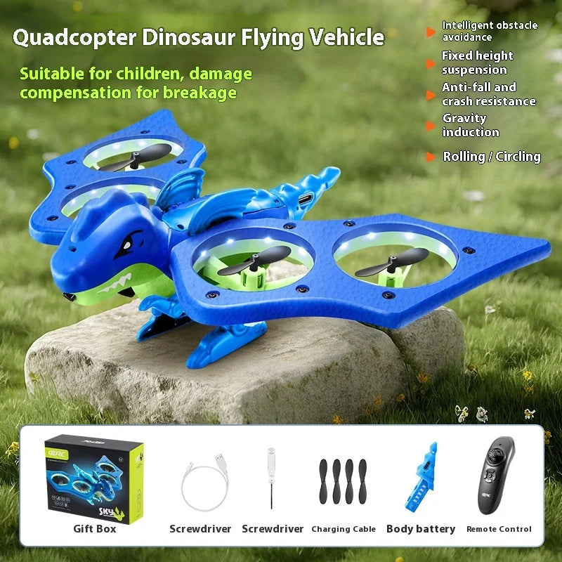 4DRC V48 Quadrotor Drone with Gravity Obstacle Avoidance Dinosaur Design Remote Control Foam Simulation Educational Toy for Kids
