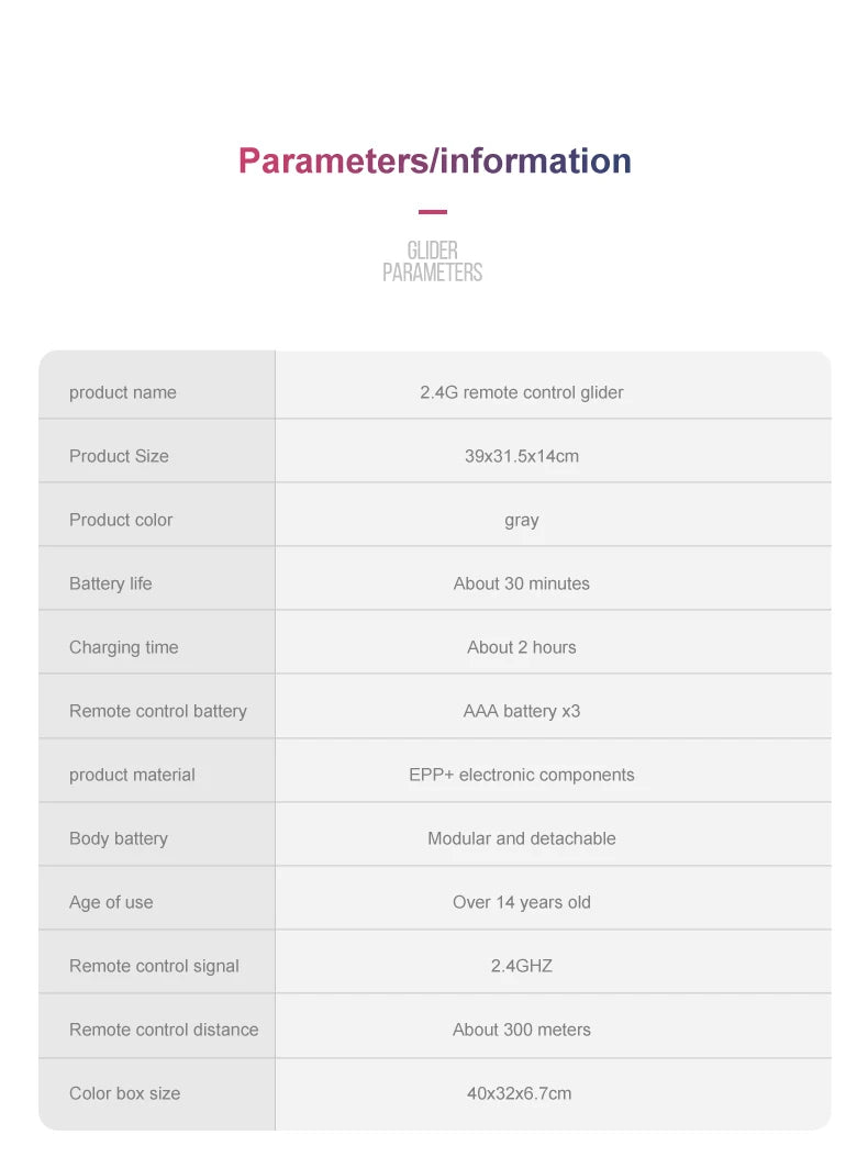 G1 Drone Glider – 3 Channel RC Aircraft with Hand Throwing Feature