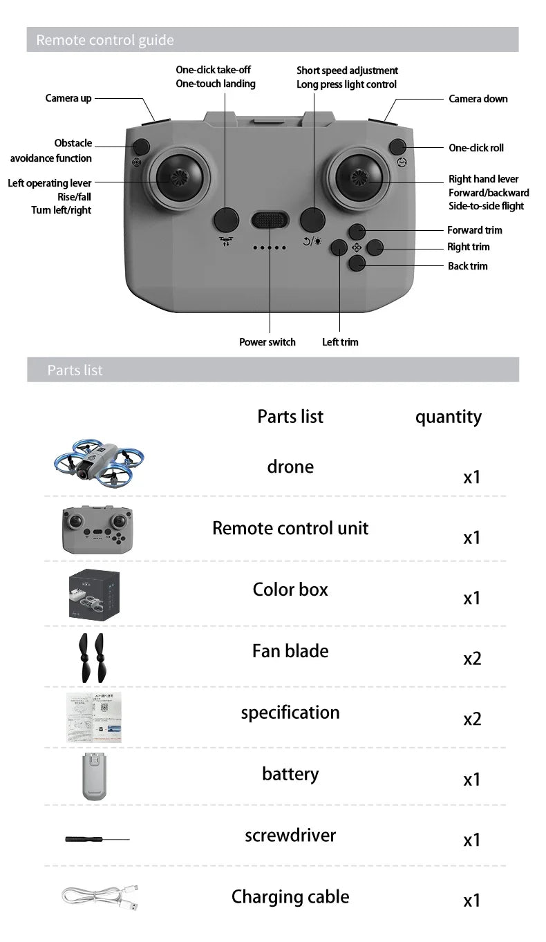 CZ06 Mini RC Quadcopter Drone - 480P HD Dual Camera, Obstacle Avoidance, Optical Flow, Cool Lights - Perfect Toy Gift for Kids