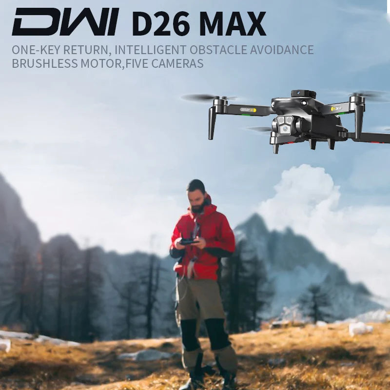 DWI D26 Rc drone  three-camera professional photography height-fixing obstacle avoidance brushless helicopter foldable quadcopte