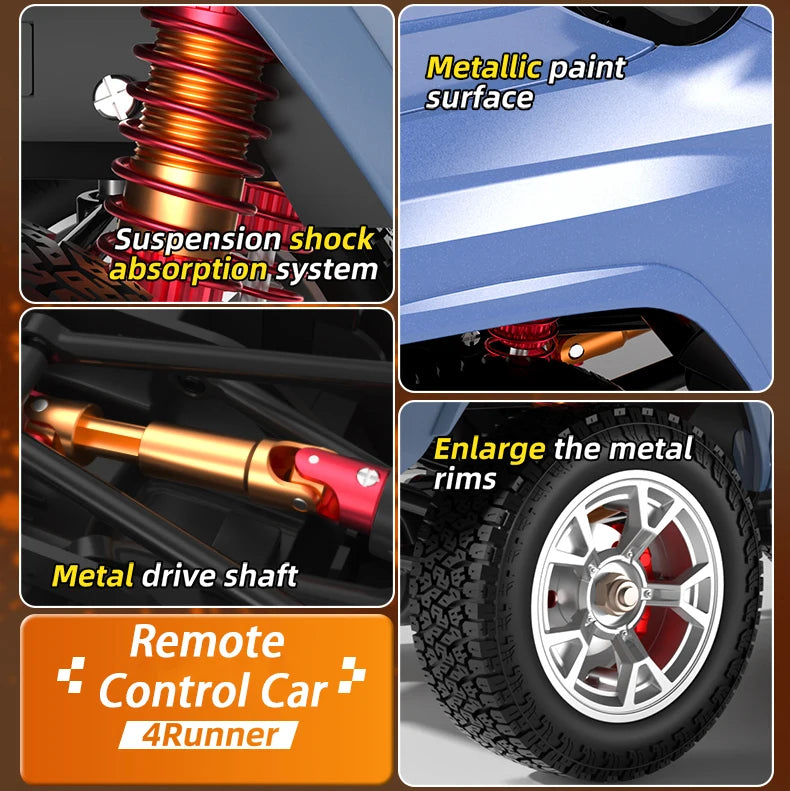 1/18 RC Car 2.4G Remote Control Crawler 4WD Off-Road Climbing Alloy Simulation Model with LED Lights Vehicle Toys HG4-209