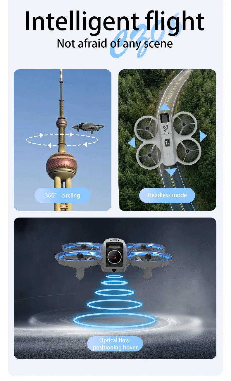CZ06 Mini RC Quadcopter Drone - 480P HD Dual Camera, Obstacle Avoidance, Optical Flow, Cool Lights - Perfect Toy Gift for Kids