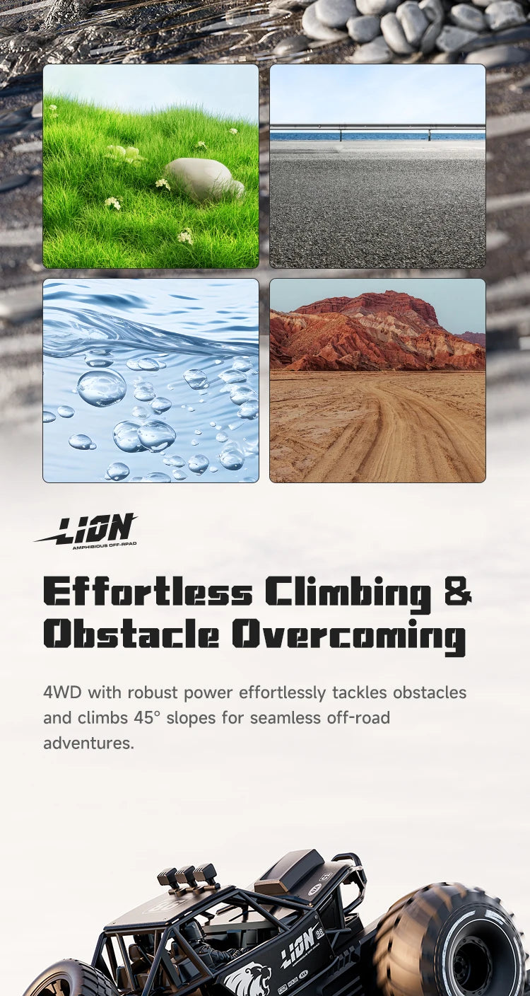 Gesture And Remote Control 50M Range Amphibious RC Car Gift For Kids Ages 3 4 5 6 7 All Terrain Adventure Vehicle