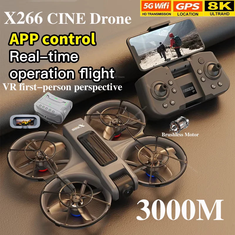 NEW X226 Drone VR Remote Control Brushless Dual Image Transmission HD Aerial Optical Flow Hover Obastacle Avoidance UAV Boys Toy
