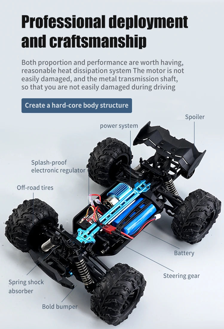 50KM/H RC Car With LED Lights 2.4G Radio Remote Control Cars Buggy Off-Road Control Trucks Boys Toy for Children VS WLtoy 144001