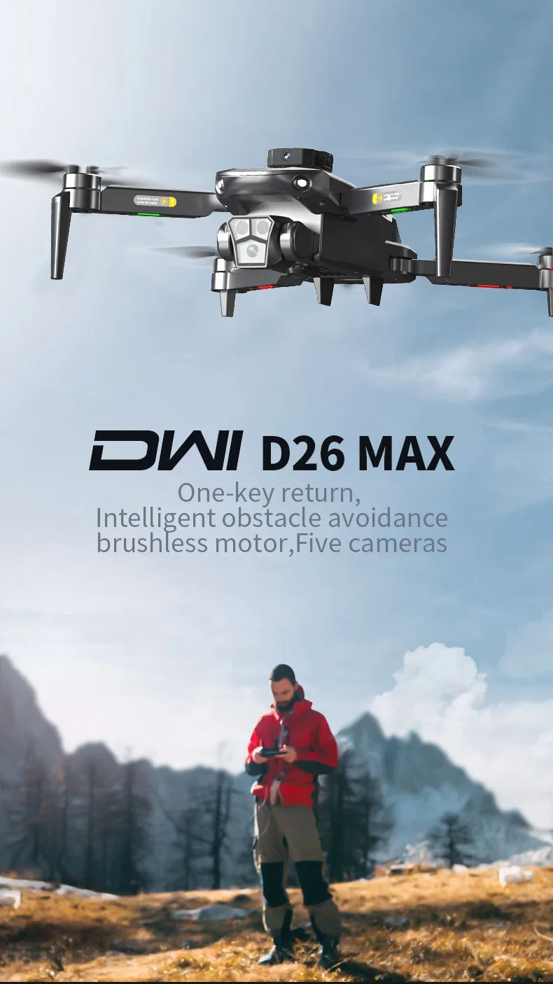 DWI D26 Rc drone  three-camera professional photography height-fixing obstacle avoidance brushless helicopter foldable quadcopte