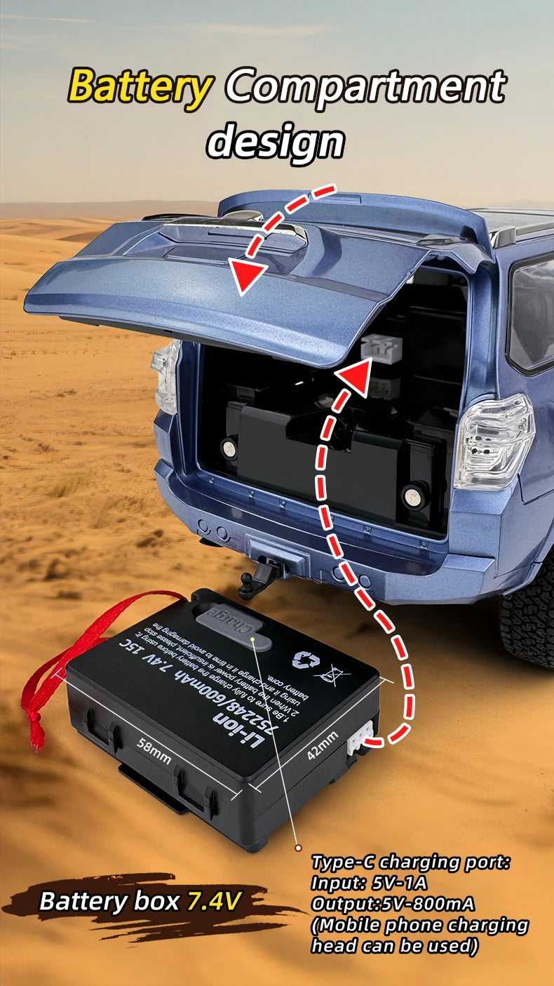 1/18 RC Car 2.4G Remote Control Crawler 4WD Off-Road Climbing Alloy Simulation Model with LED Lights Vehicle Toys HG4-209