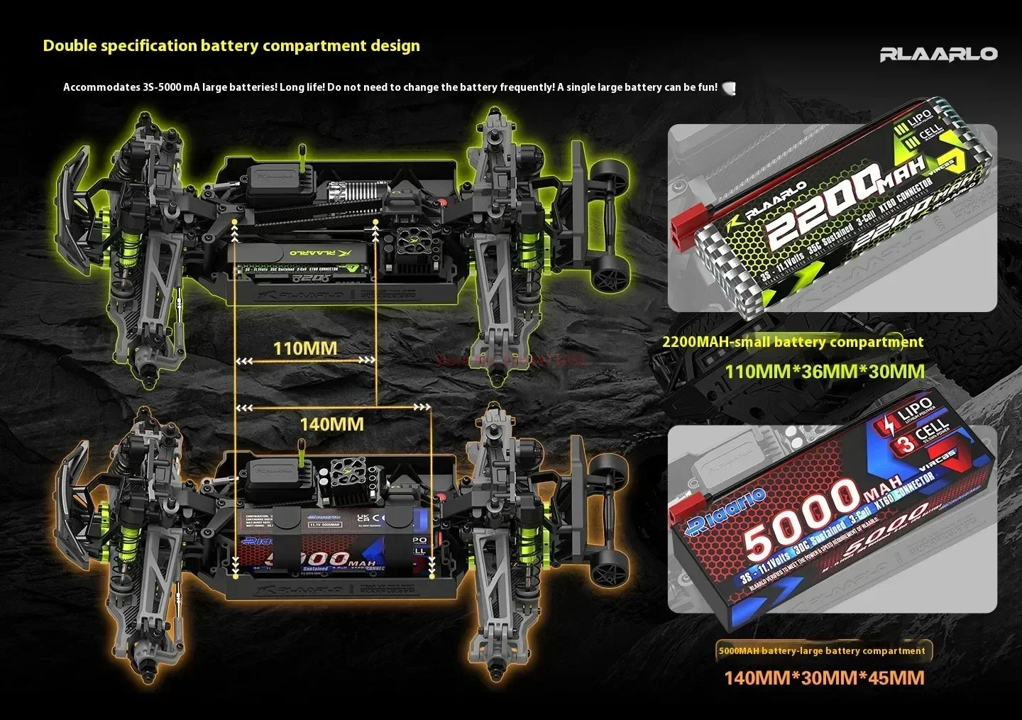 Ralaro All-around Terminator RC Remote-controlled Car with Four-wheel Drive for Racing