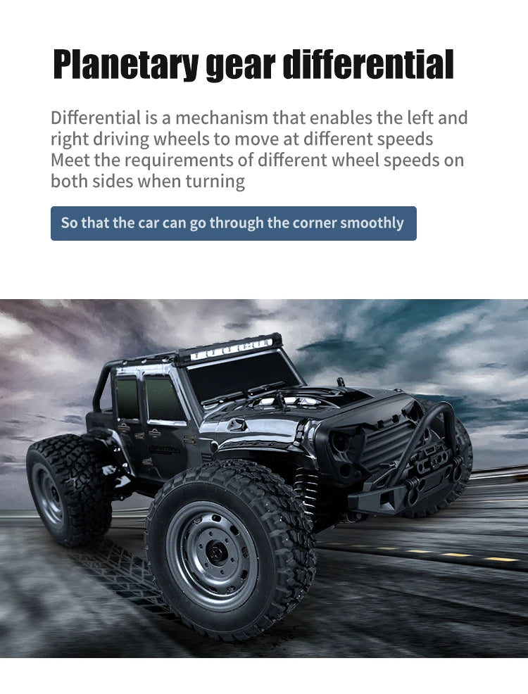 50KM/H RC Car With LED Lights 2.4G Radio Remote Control Cars Buggy Off-Road Control Trucks Boys Toy for Children VS WLtoy 144001